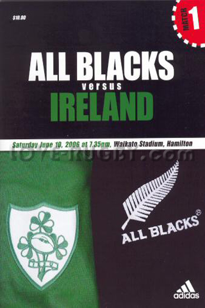 2006 New Zealand v Ireland  Rugby Programme